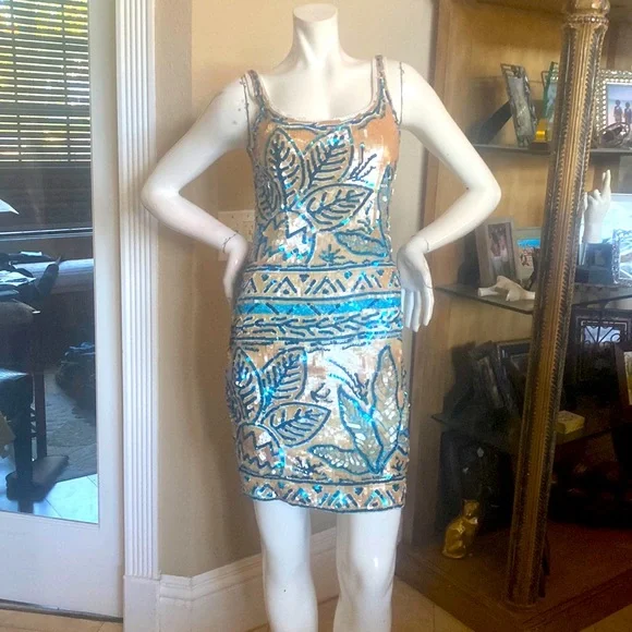 A.J. Bari | Dresses | Aj Bari Bluepearlwhite Sequins Beaded Sleeveless Dress Sz 6 | Poshmark A.J. Bari | Dresses | Aj Bari Bluepearlwhite Sequins Beaded Sleeveless Dress Sz 6 | Poshmark